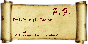 Polónyi Fedor névjegykártya
